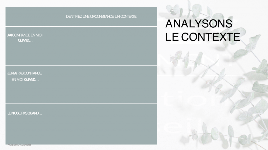 Extrait du livret : analyser les situations dans lesquelles la confiance varie — Confiance en soi – Module 1 : comprendre les leviers