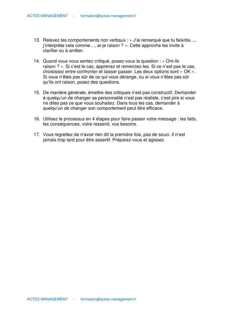 Extrait du questionnaire d’assertivité inclus dans le livret — Assertivité – Module 1 : s’affirmer avec respect