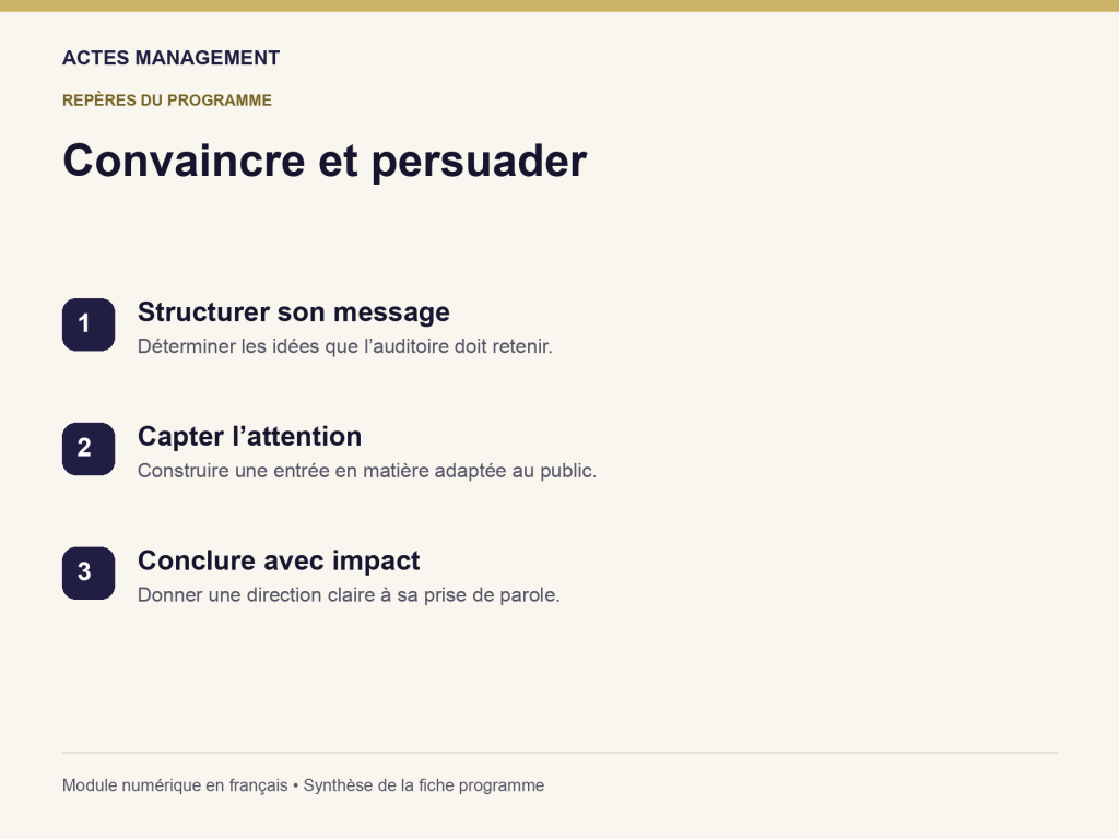 Convaincre et persuader : Structurer son message, Capter l’attention, Conclure avec impact