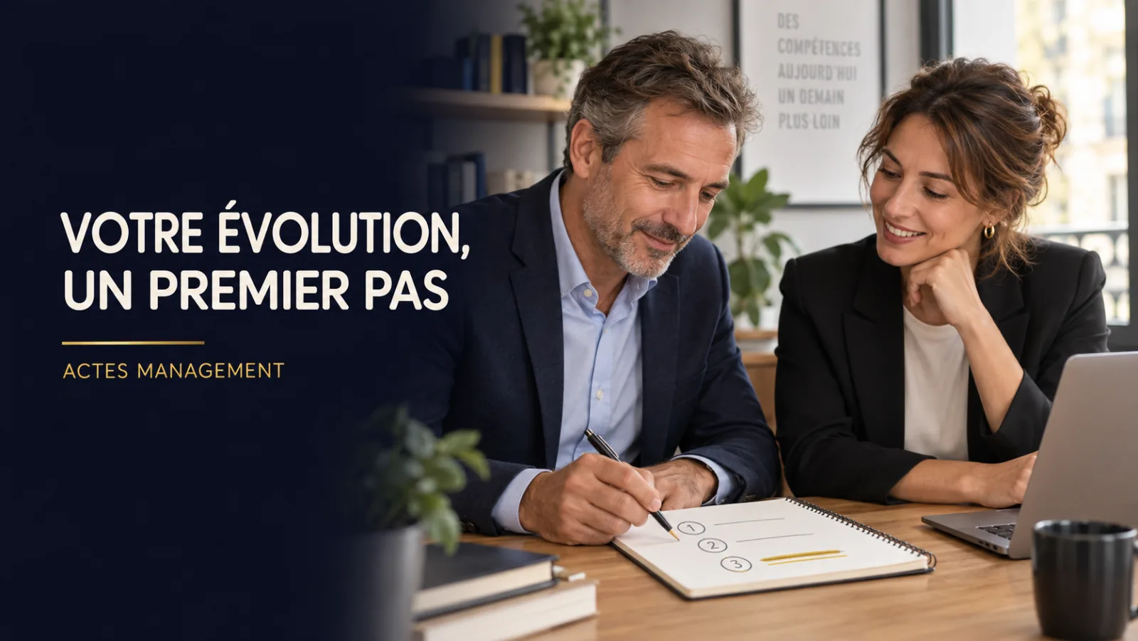 Un professionnel prépare une première action d’évolution avec une conseillère.