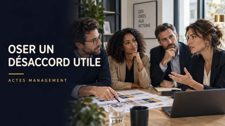 Une professionnelle exprime une réserve pendant une réunion de projet.