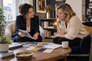 Une bénéficiaire explore ses compétences et ses pistes professionnelles avec une consultante.