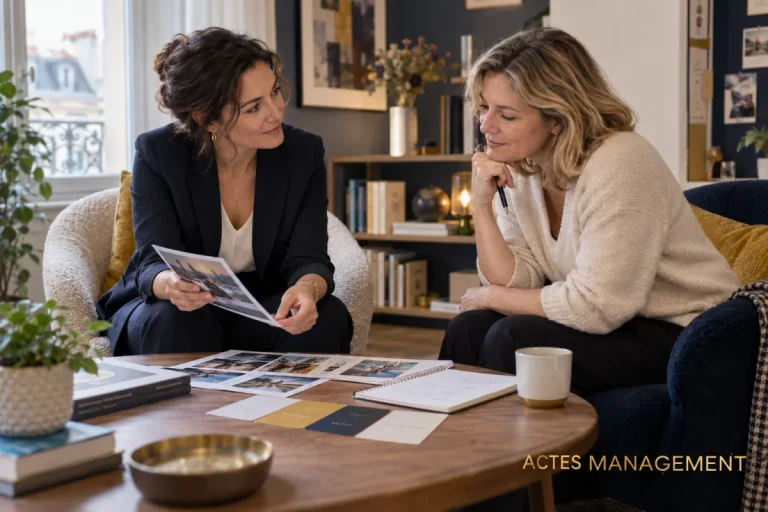 Une bénéficiaire explore ses compétences et ses pistes professionnelles avec une consultante.