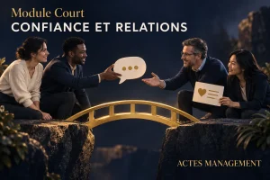 Illustration des relations de confiance : dialogue, écoute et retour constructif.
