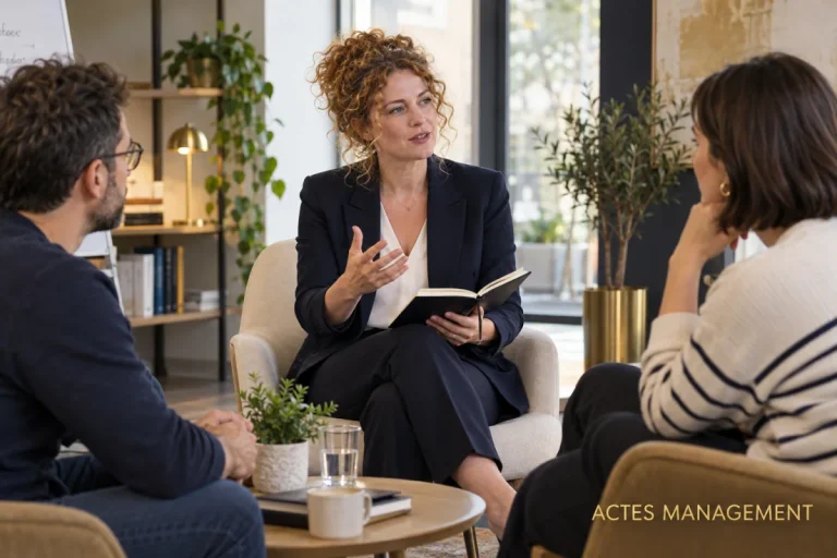 Une participante prend la parole avec assurance lors d’un atelier de confiance en soi.
