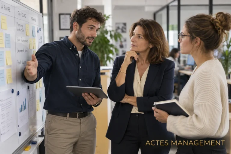 Une manager coordonne les activités, le suivi et les décisions de son équipe.